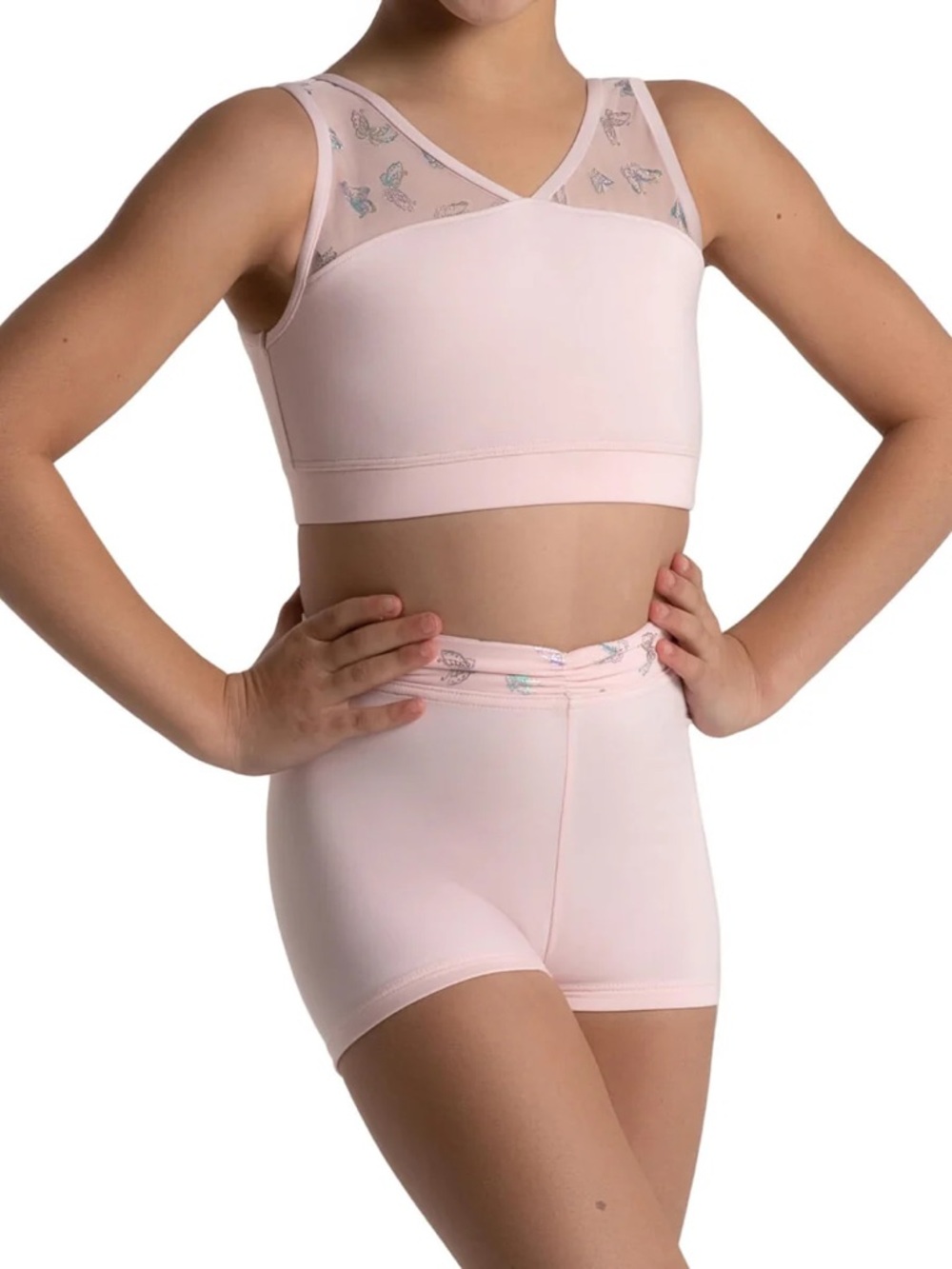 Light Pink Dance Crop Top and Shorts Set Capezio